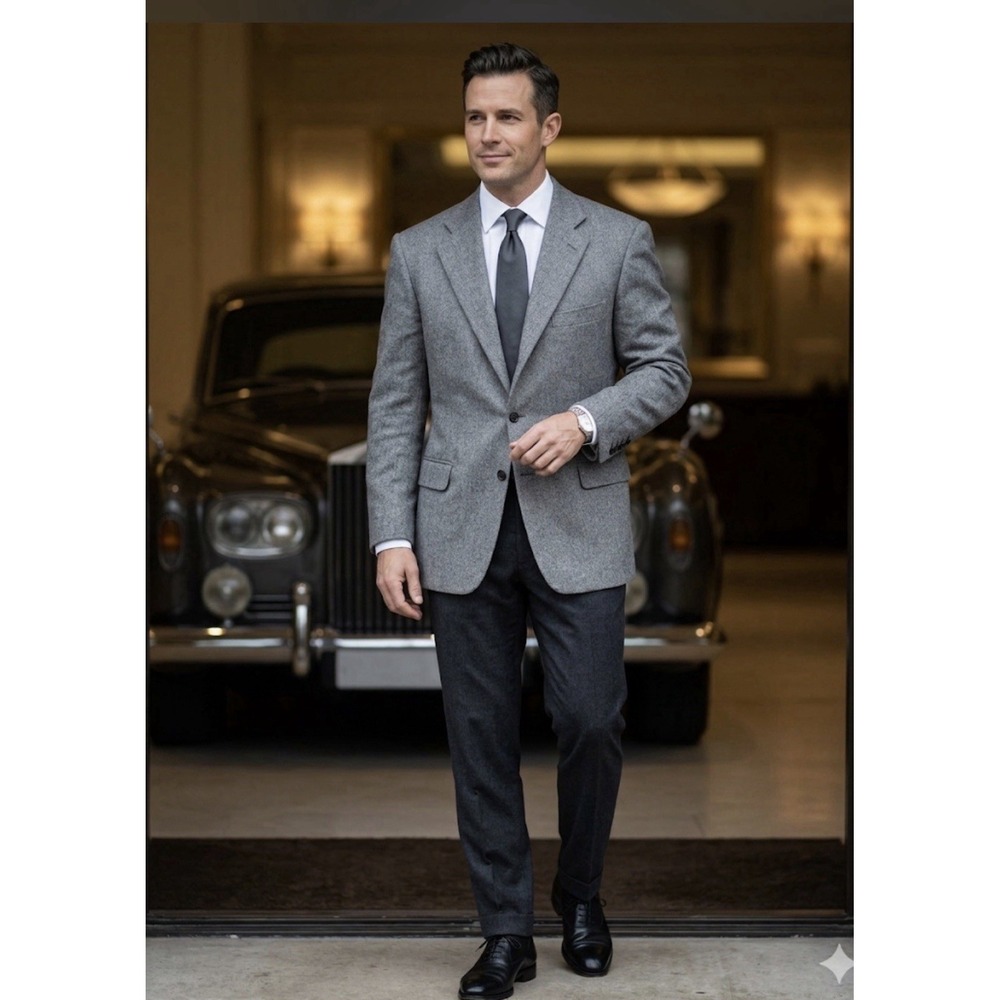 Pal Zileri 52R 42R Wool Cashmere Blazer Gray Bespoke Italy